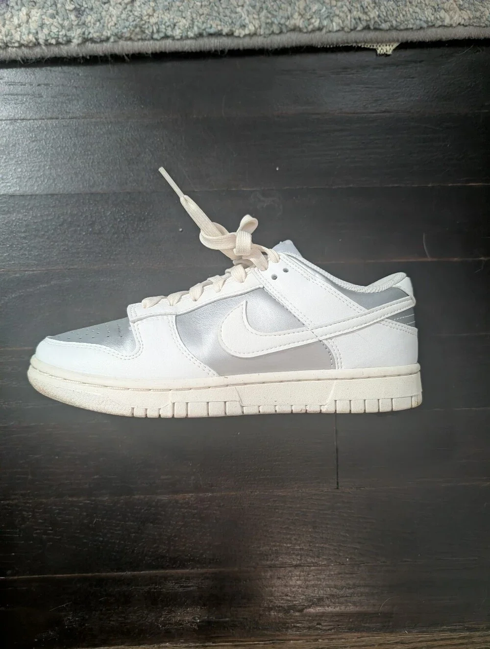 Nike Women’s White and Light Silver Low-Top Sneakers